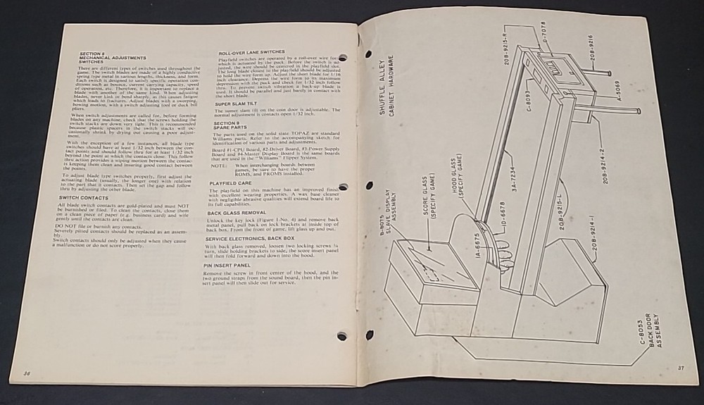 TOPAZ Shuffle Alley (Solid State) Manual, Williams