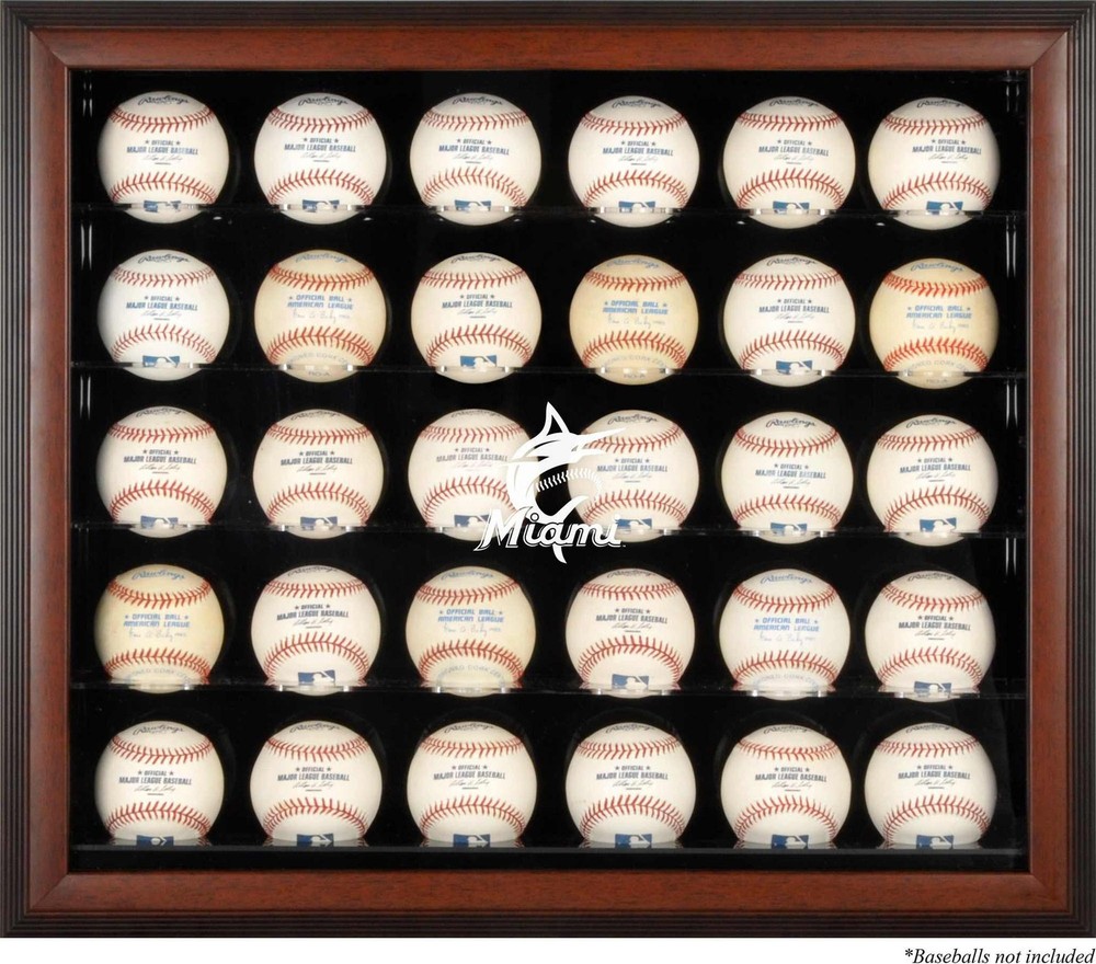 Miami Marlins 2019 Logo Brown Framed 30-Ball Display Case - Fanatics