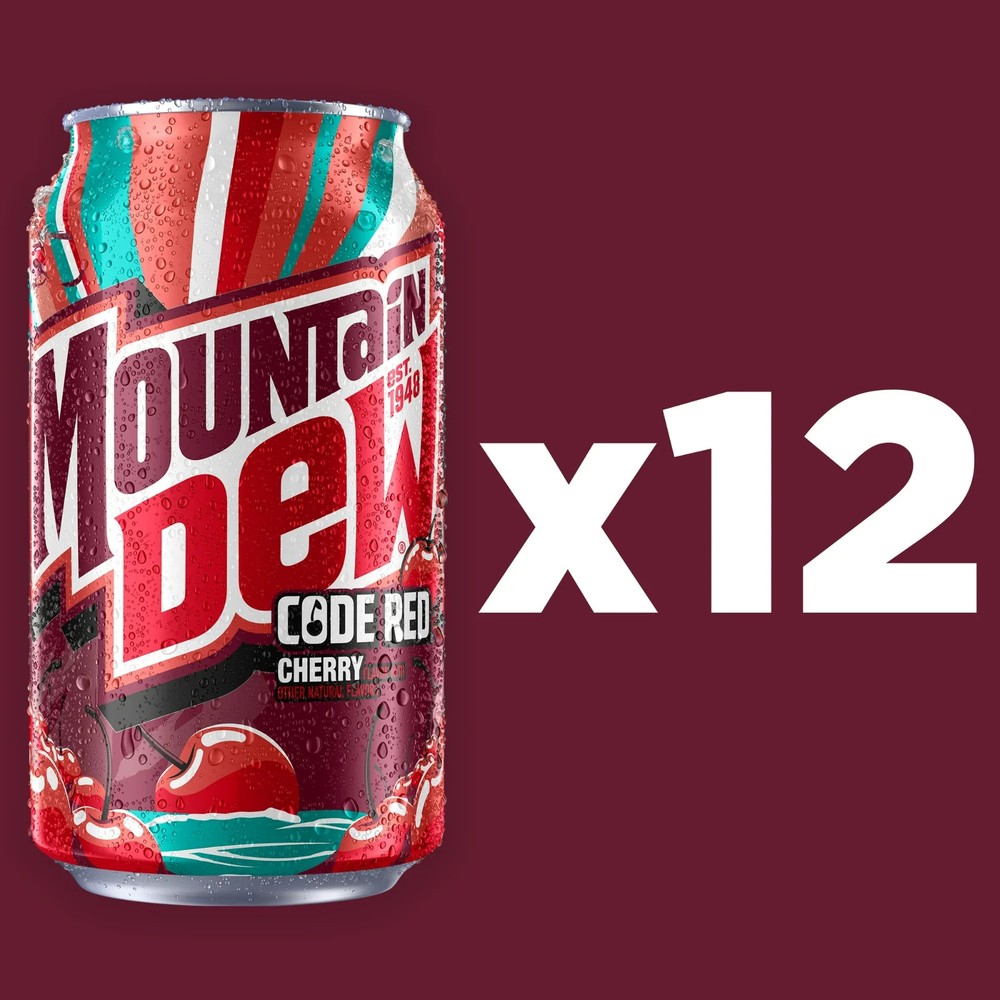 Mountain Dew Code Red Cherry Flavored Soda Pop 12 fl oz 12 Pack Cans