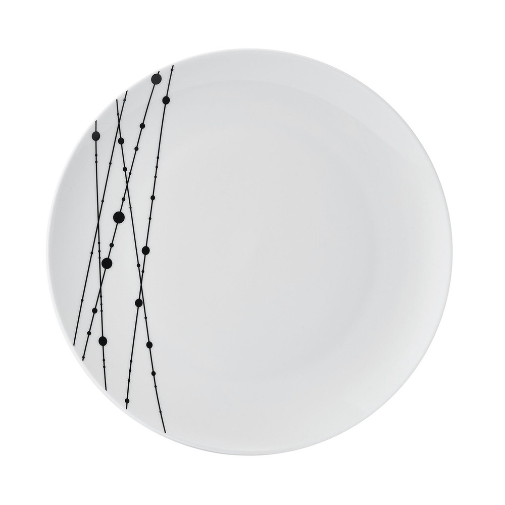 Linear Symphony White Dinnerware Set 12 Piece Porcelain Kitchen Set