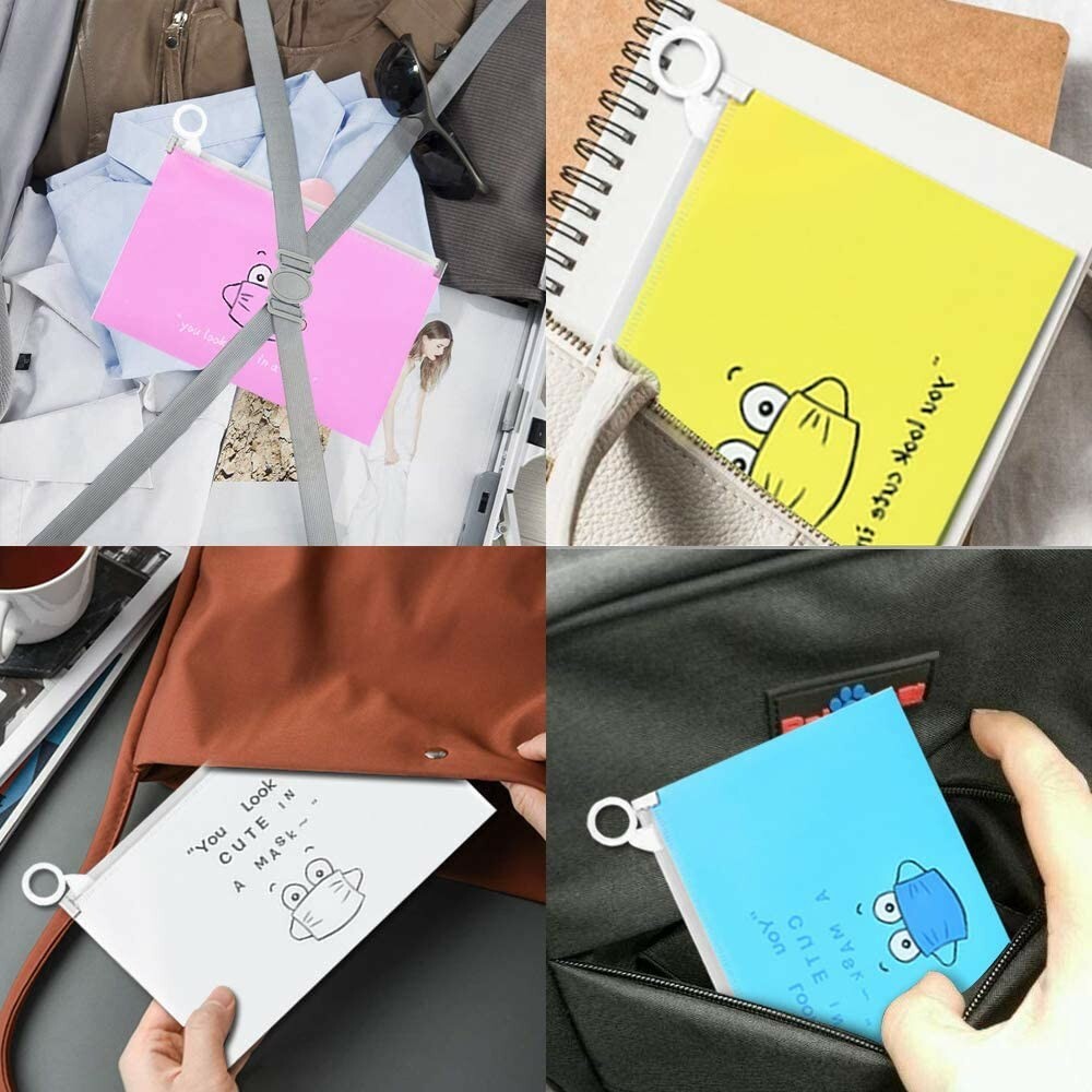 2 Pack Face Mask Case Storage Pouch Clip Zip Storage Bag Mask Organizer  Box