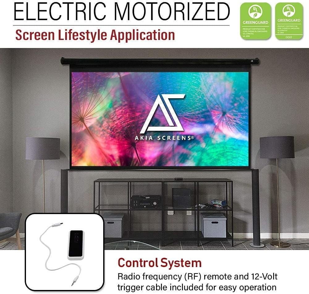 104-Inch Motorized Drop Down Projector Screen - 8K/4K HD Ready & Remote Contr...