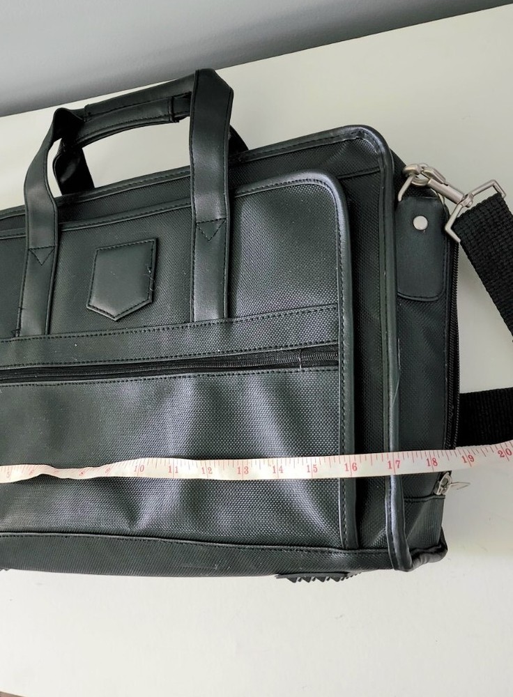 Messenger bag computer work school leather trim mesh front pockets organizer