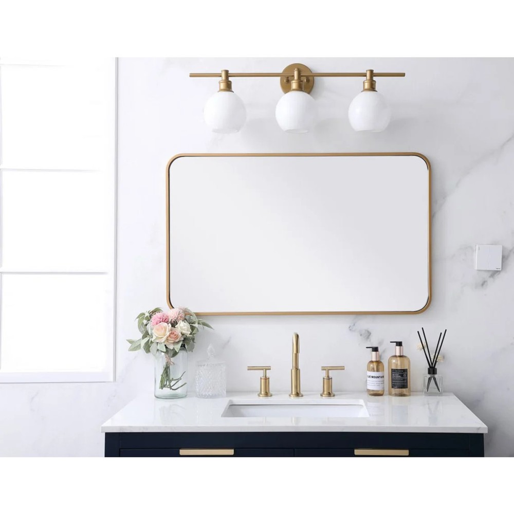 Roseto Formiae 22" Wx36" H Contemporary Rectangular Framed Bathroom Wall Mirror