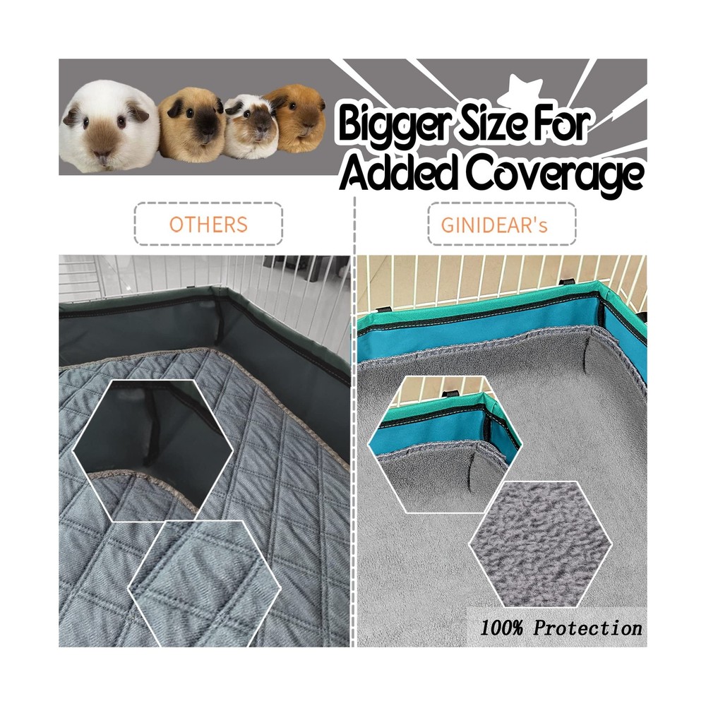Guinea Pig Cage Liner, 4 Pack - Washable, Reusable, Leakproof Fleec... Fast Ship