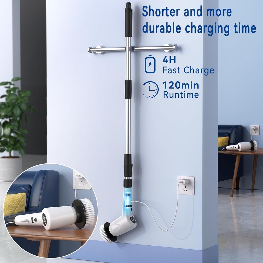 Electric Spin Scrubber with 3 Speed & Ergonomic Design for Easy Cleaning