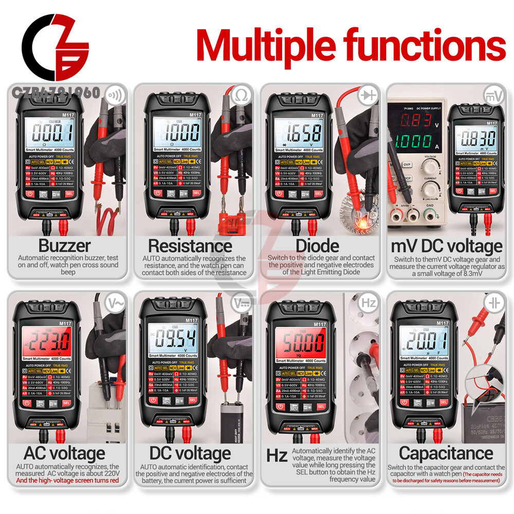 ANENG M117 Digital Multimeter NCV AC/DC Voltmeter Current 4000 Count True RMS