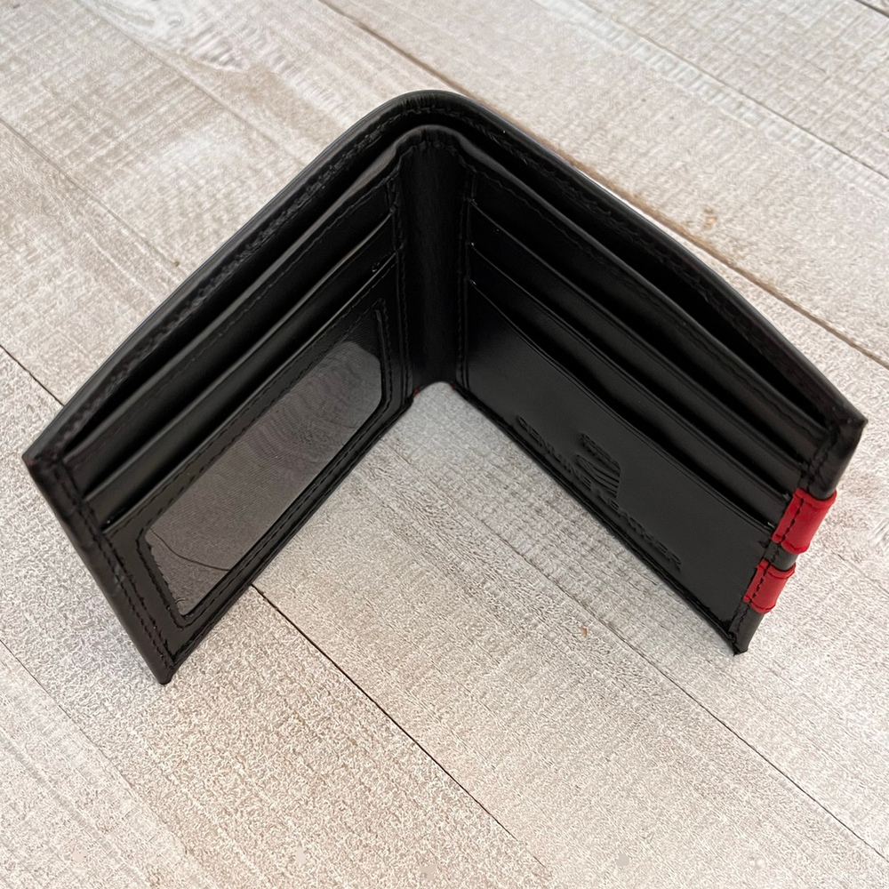 Thin Red Line Fire Fighter Wallet - First Responder Gift Leather Wallet