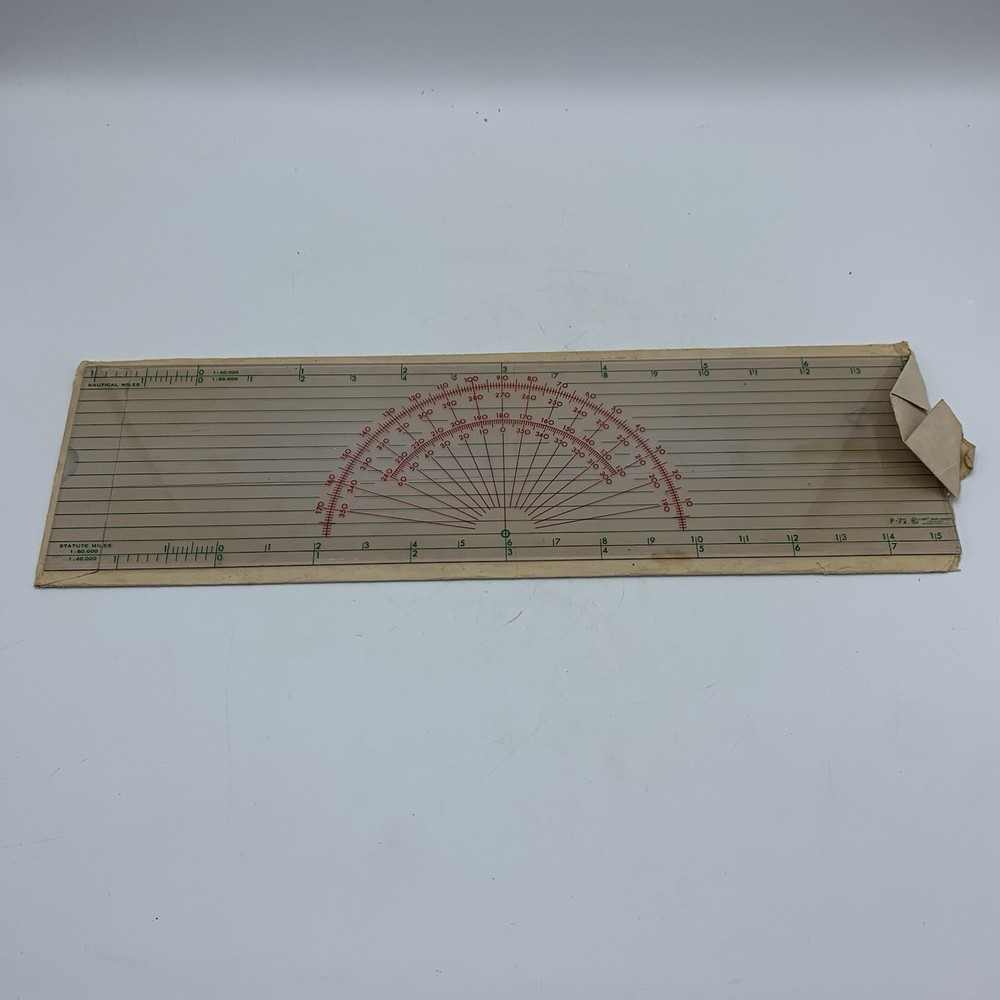 Vintage P-72 Navigational Course Protractor Plotter Navigation Tool 4"X 15"