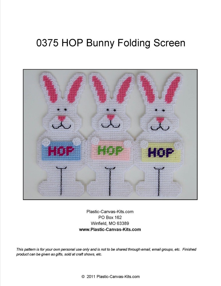Easter Bunny Folding Screen-Hop-Plastic Canvas Pattern or Kit