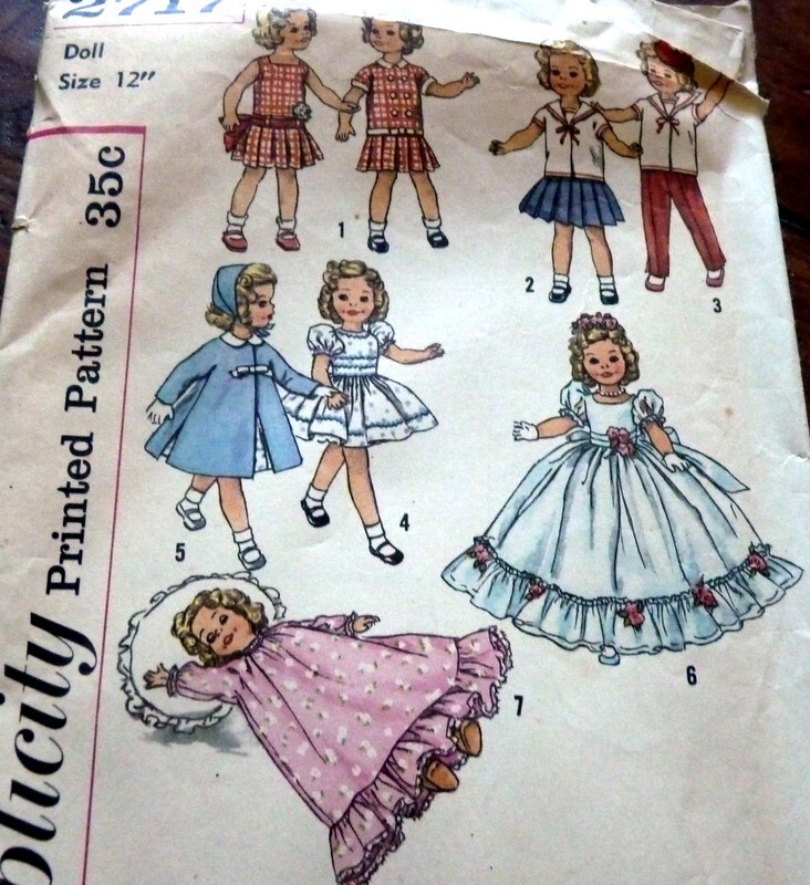 *GREAT VTG 1950s 12" DOLL CLOTHING SEWING PATTERN 2717