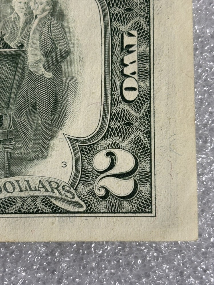 1995 Us $2 Dollar Error Note Ink Bleeds , Miscut Excellent Condition ￼