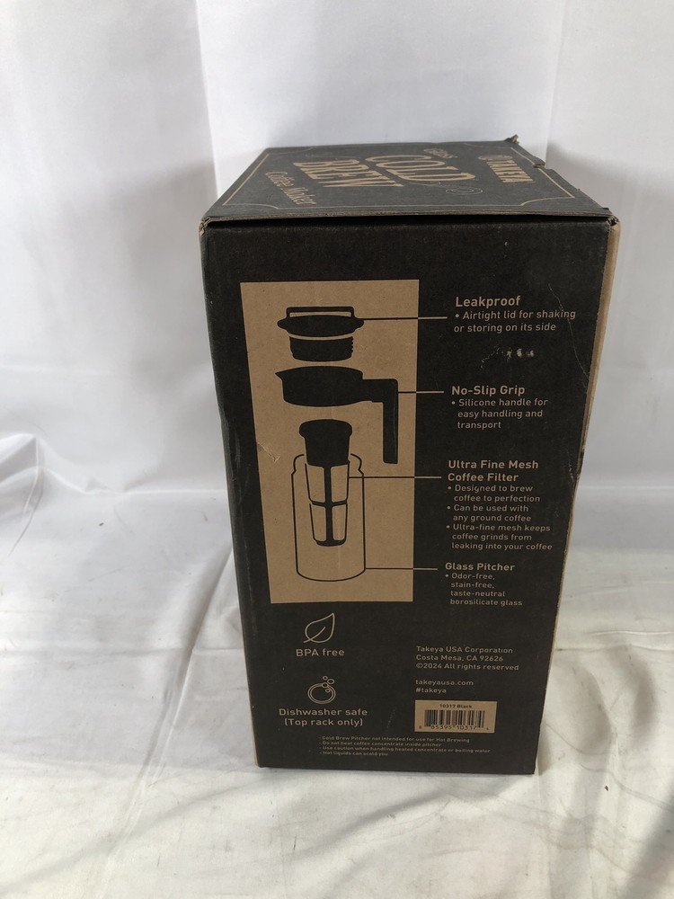 Takeya Glass Cold Brew Coffee Maker 1 Quart ,Black Lid,& Handle