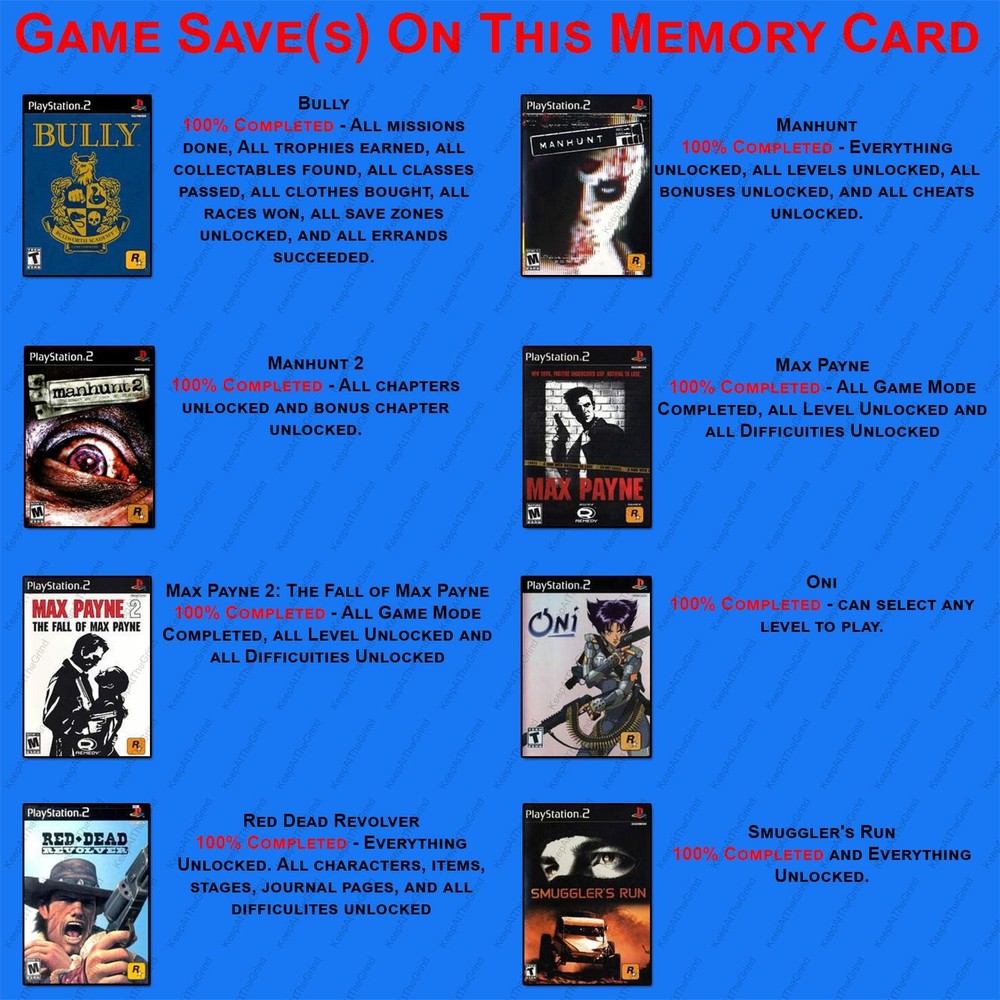 Bully Official Memory Card Unlocked Saves