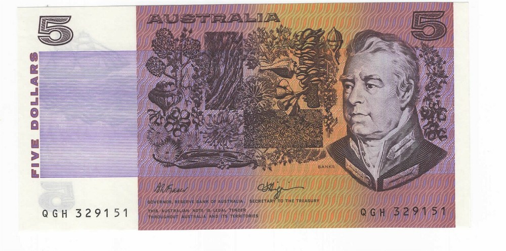 1990 AUSTRALIA $5 P44 SUPERB GEM UNCIRCULATED CONDITION #128-2
