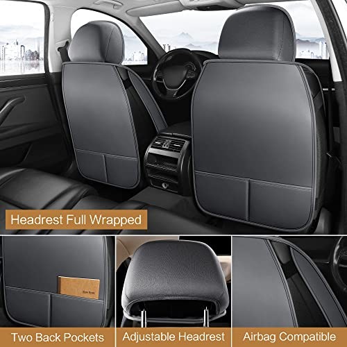 Leather Car Seat Covers Front Pair, Waterproof Breathable FRONT SET B-GRAY