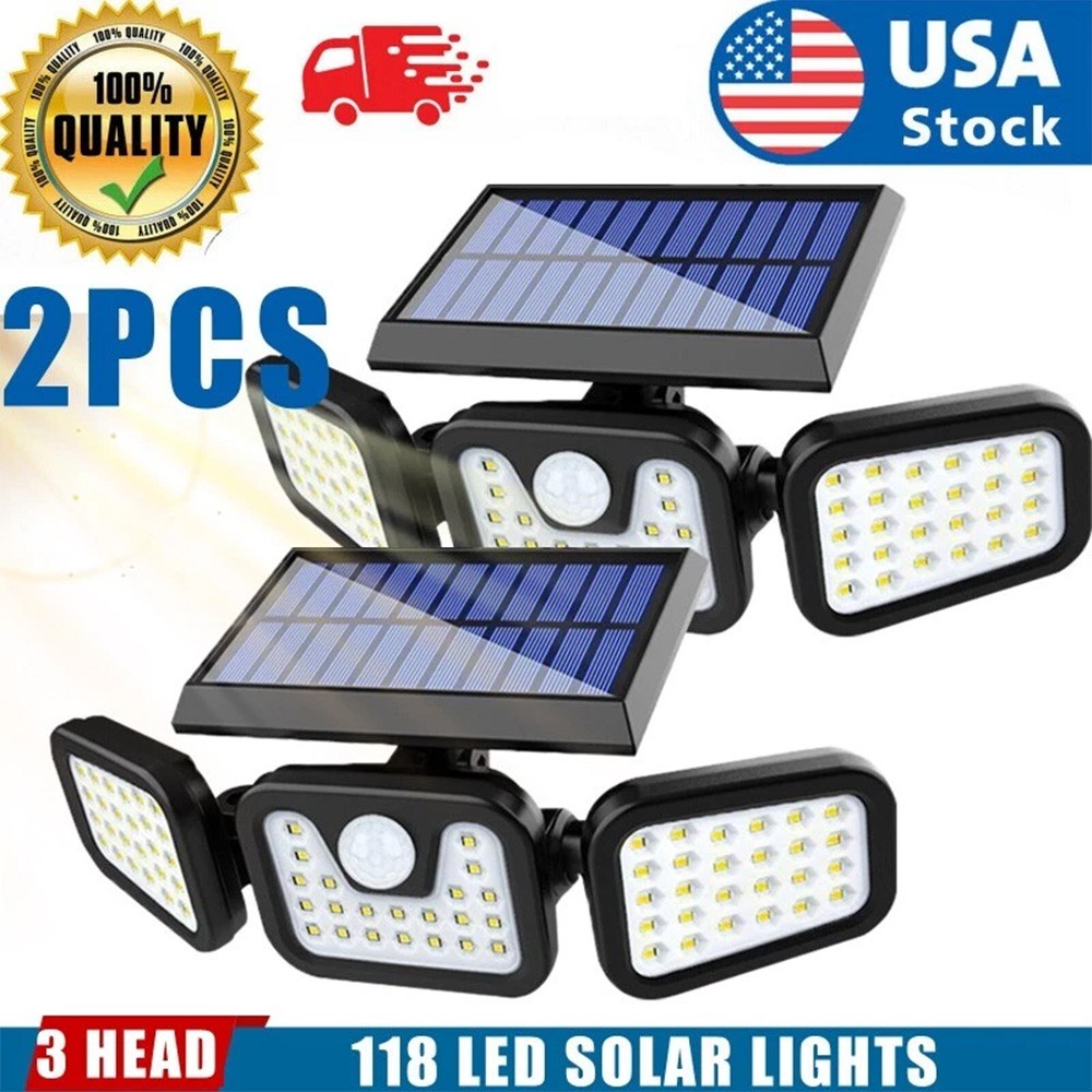 Ultra Bright Solar Lights Motion Sensor Security LED Waterproof Adjustable head