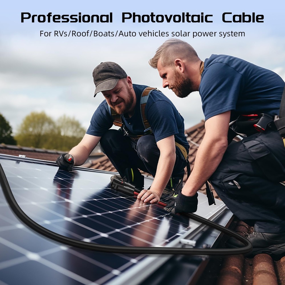 1 Pack 10awg 30ft Solar Panel Extension Cable Flame Retardant IP68 Waterproof