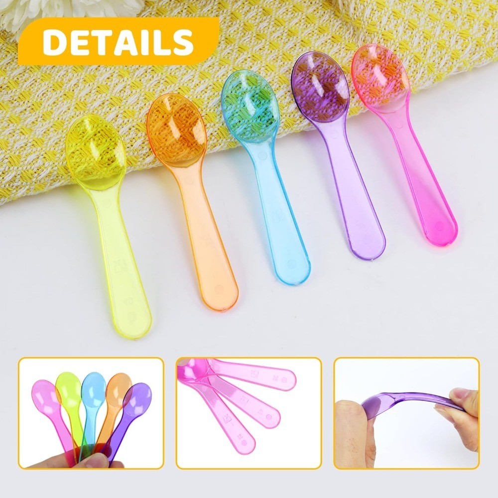 Multi-Color 3-Inch Mini Plastic Taster Spoons 200-Pack with Storage Box for