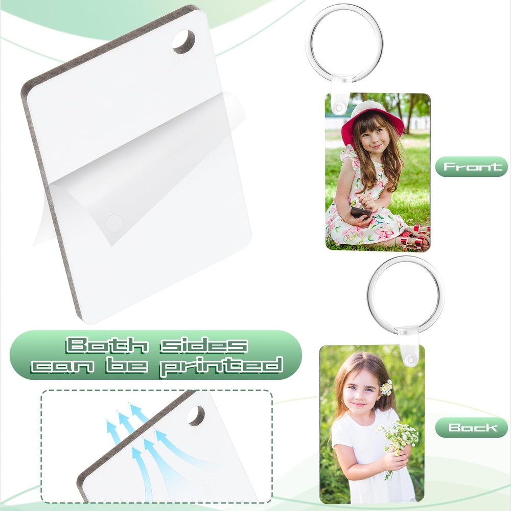 300 Pcs Sublimation Keychain Blanks Bulk, Double-Sided Sublimation Blanks Key...