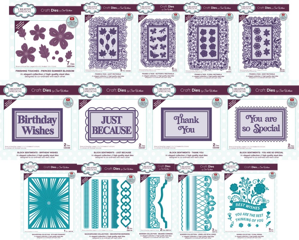CREATIVE EXPRESSIONS - Sue Wilson Frames, Block Sentiment, Background Dies