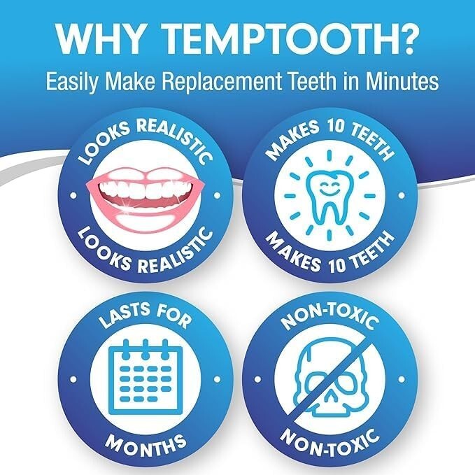 Temporary Tooth Replacement Kit Moldable Approved Easy Fix for Missing Teeth