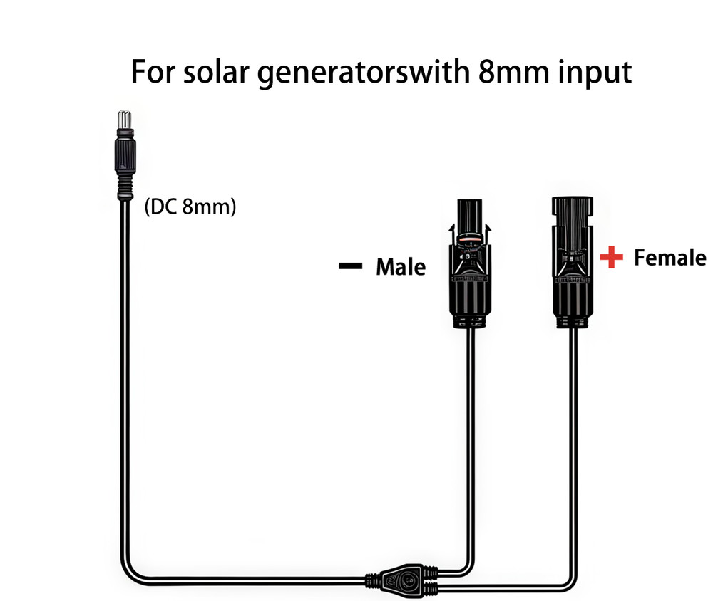 16.5FT Solar Panel to 8mm Adapter Cable for Jackery BLUETTI Anker EBL DC