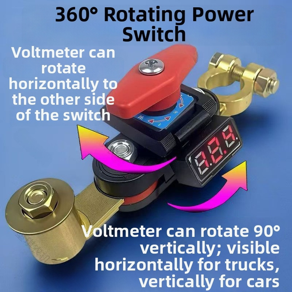 Rotary Battery Disconnect Switch with 360 Degree Movement and Voltage Indicator