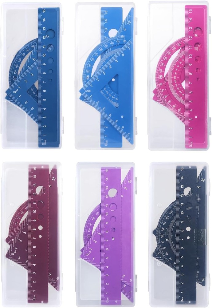 Triangular Ruler Set, 4 Pieces Aluminum Alloy Ruler, Metal Drafting Ruler,