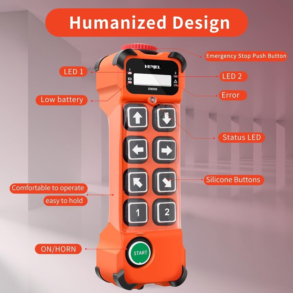 Ergonomic Wireless Crane Remote - , 100m Range, Easy Pairing & Reprogramming