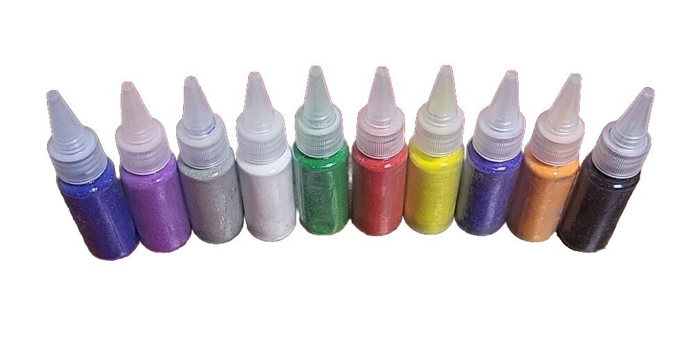 10Pcs Colored Sand Bottles Art Craft School Home Projects Wedding 1.4oz Each