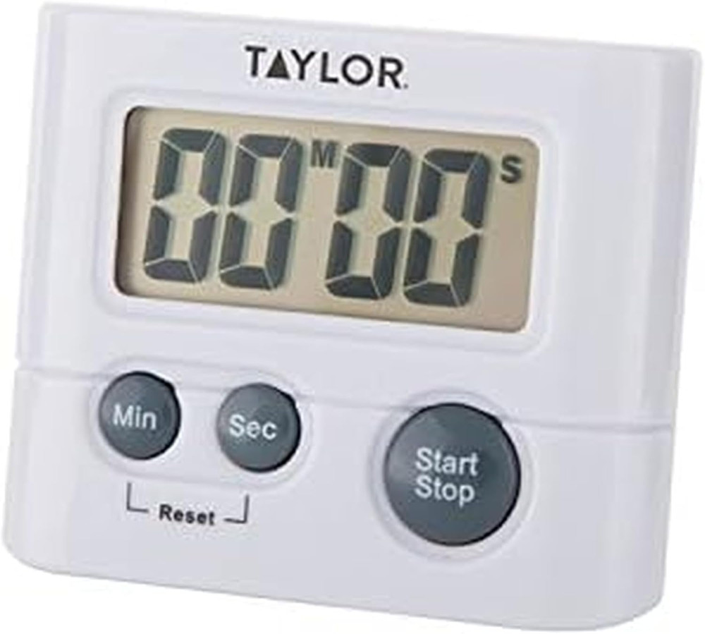 Taylor Digital Timer with 99 Minute 59 Second Display, Easy to Use, White Compac