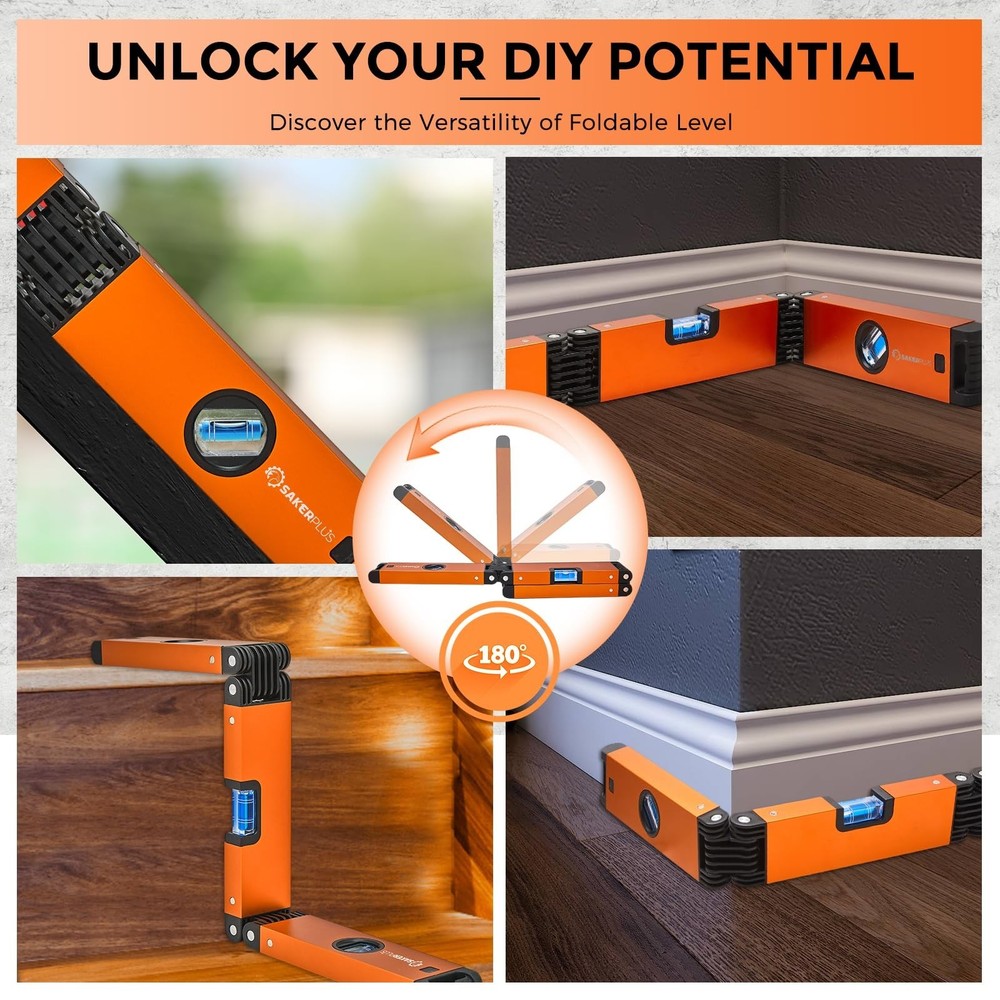 Multi-Function Folding Level, 24" Level Tool, Multi-Angle Measurement (45°/