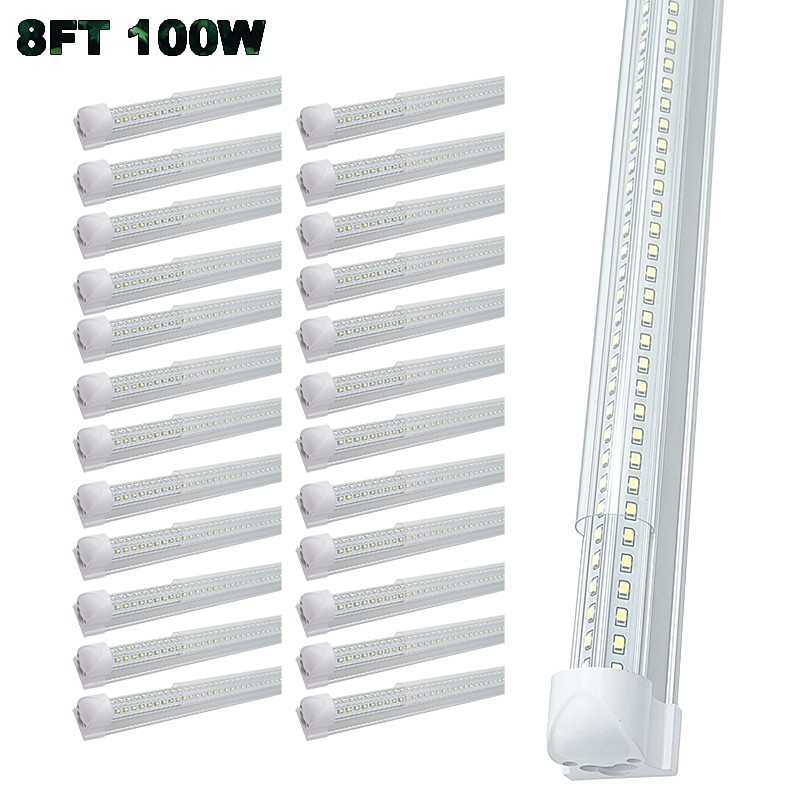 25Pcs 8 foot Led Shop Lights 8FT 100W Led Tube Light T8 Integrated Light Fixture