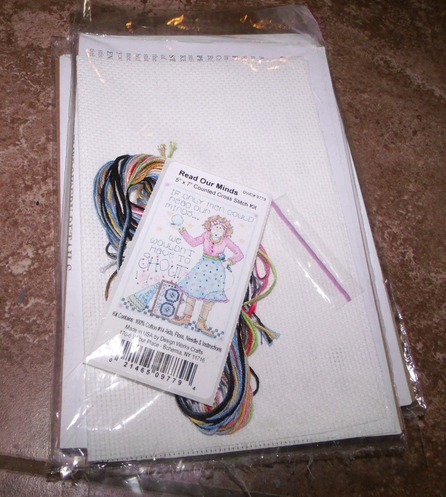 Design Works IF MEN COULD READ OUR MINDS Counted CS Kit 5" x 7"