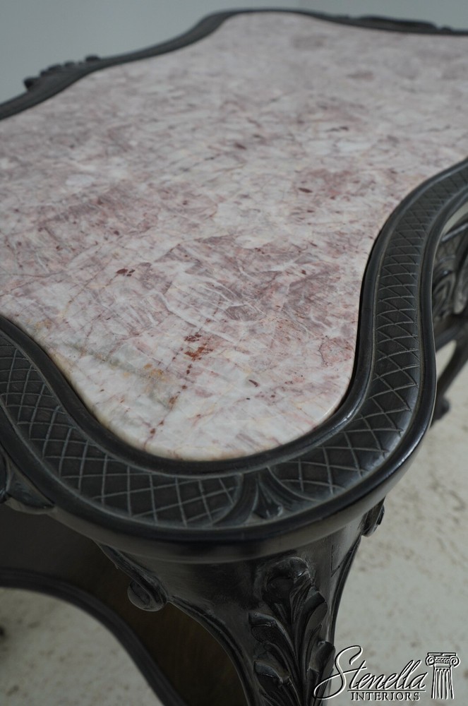 L66603: French Ebonized Marble Top Rolling Bar Cart Server