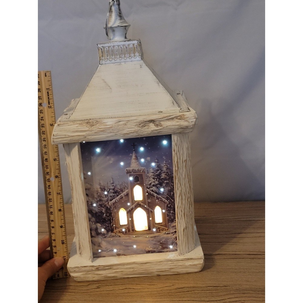 Holiday Twinkle Lighted Lantern Snowy day