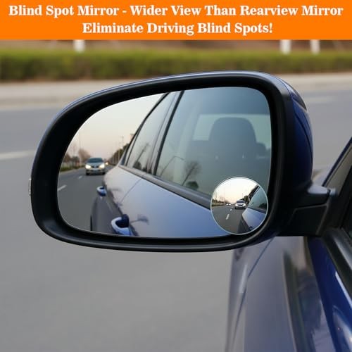 Blind Spot Mirrors 4 Pack | HD Frameless Convex Mirrors for Wide Angle Side