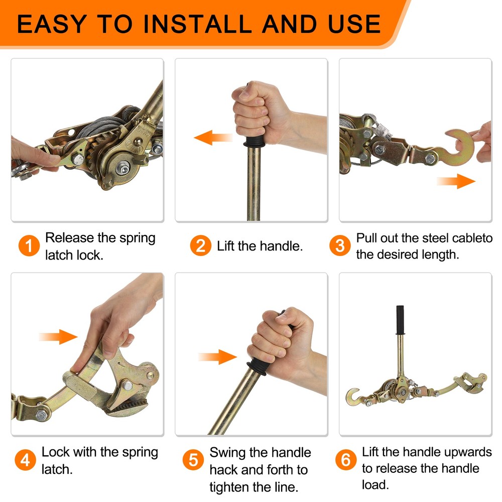 Come Along Winch,1 Ton Winch,Hand Cable Puller with 1 Hooks 1 Pcs