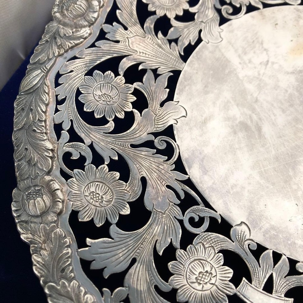 Mappin & Webb Solid Silver Pierced & Carved Comport Dish