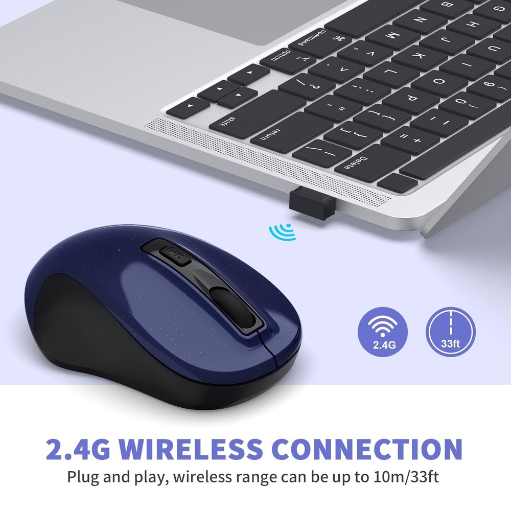 LeadsaiL Wireless Slim Cordless Mouse, 2.4G USB Optical Mouse with 4 Buttons,...