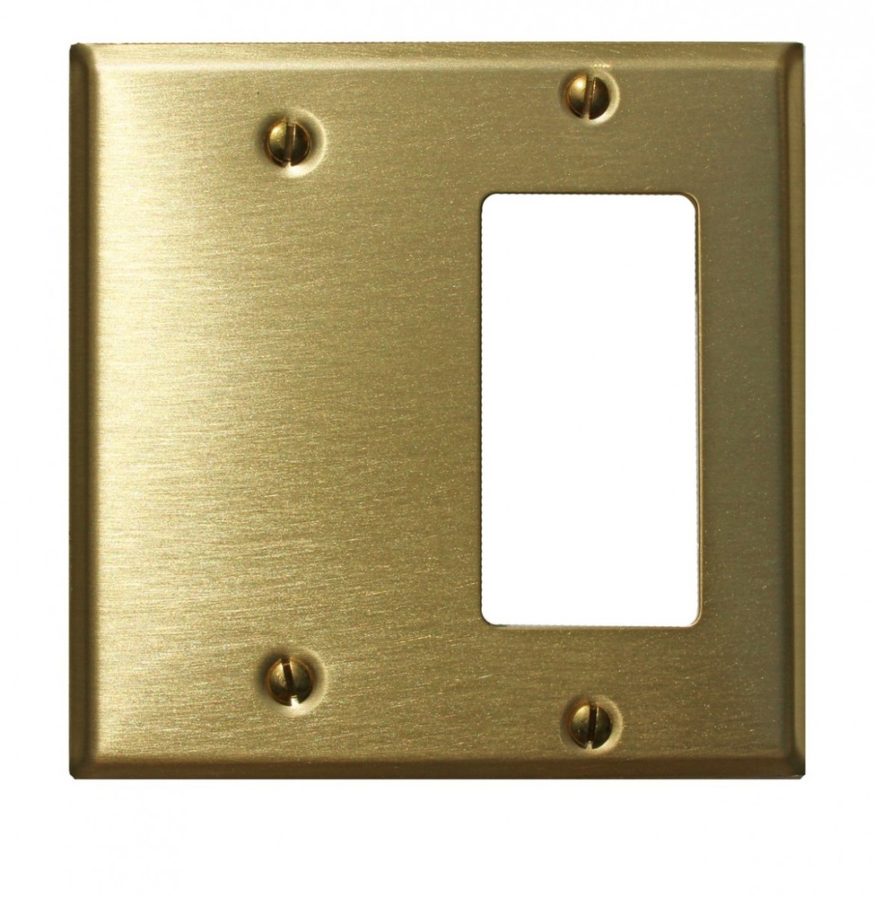 Switchplate Brushed Solid Brass GFI Blank | Renovator's Supply