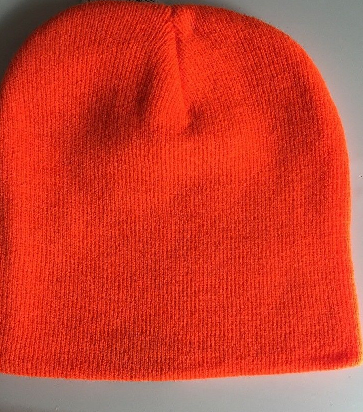 Orange Beanie Hat One Size Black Deer Patch Primos Hunting Solid Stretch Fit NWT