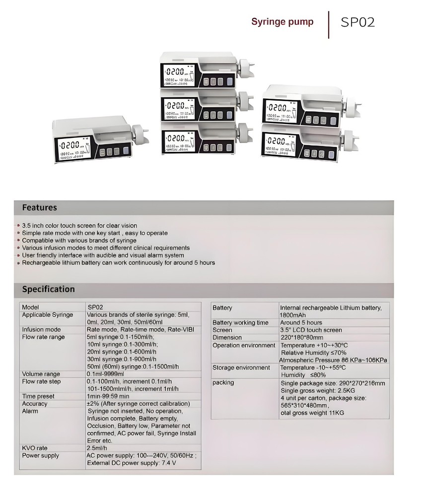 3.5 inch touch screen portable stackable Syringe Pump human or veterinary use