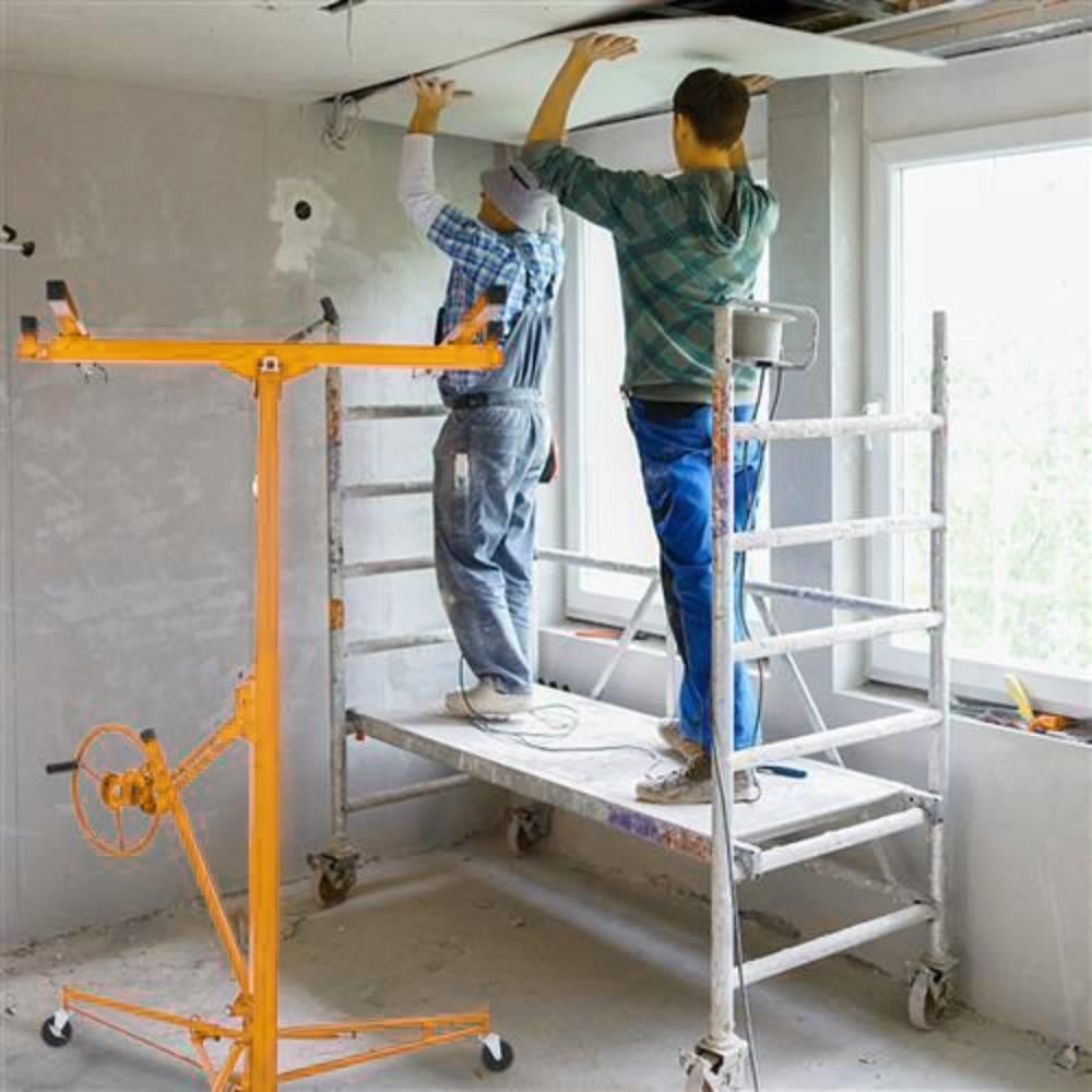 16 Ft Drywall Rolling Lifter Panel Hoist Jack Lifter with Lockable Wheels Yellow