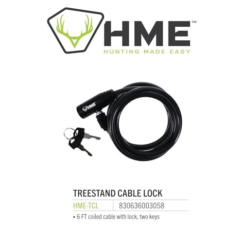 6-Foot Coiling Hunting Tree Stand Cable Lock - Durable, Reliable, 2 Keys Include