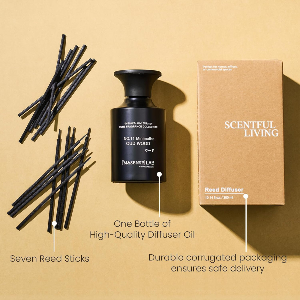 Reed Diffuser Set, 10.14 Fl Oz Large Reed Diffuser, Oud Wood Scented with Natura