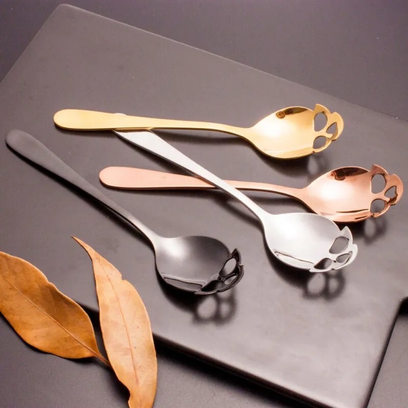 Skull Head Coffee Spoon Original Silverware Kitchen Utensil Lot 4Pcs