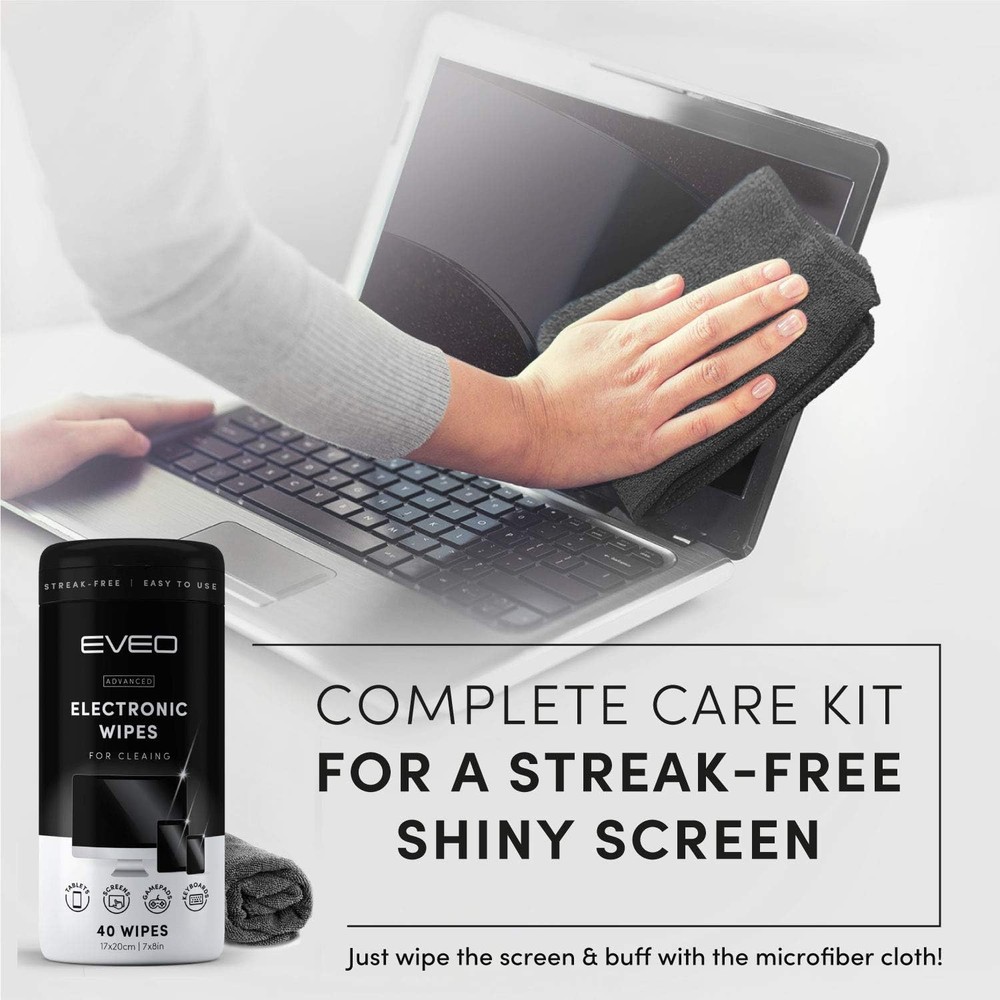 2 Pack x 40 Electronic Screen Cleaner Wipes + Microfiber Cloth for Devices