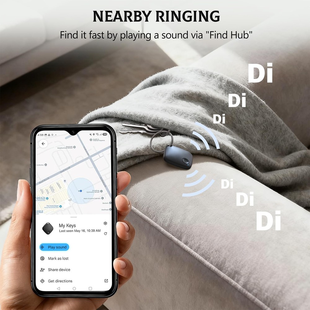 Air Tags-4 Pack Android【Google MFG Certified】, Tag Mini, Android Black